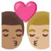 👨🏽‍❤️‍💋‍👨🏼 kiss: man, man, medium skin tone, medium-light skin tone display on Google